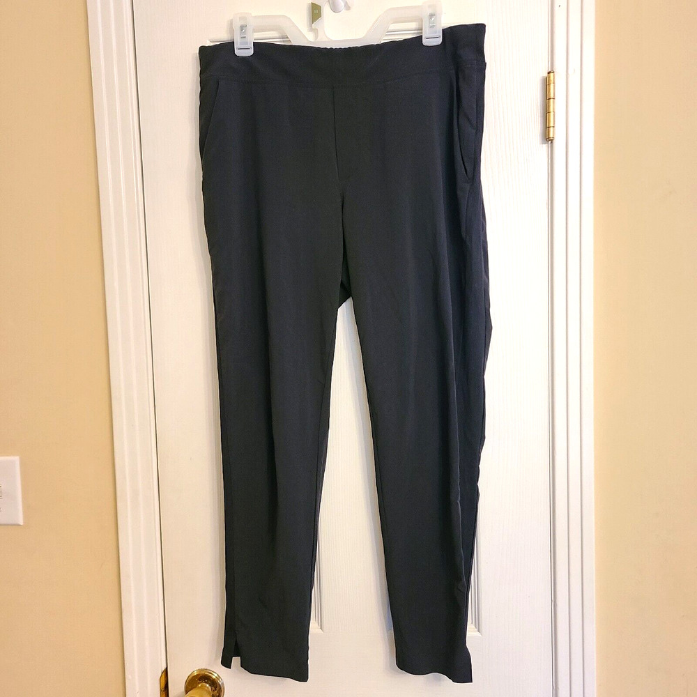 Athleta Brooklyn Ankle Pant Black Pull On Stretch Waist and Side Panels Size 12